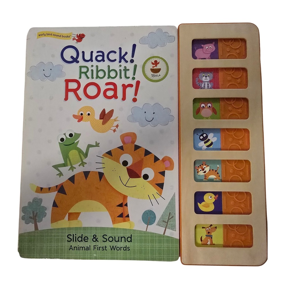 Quack Ribbit Roar Slide and Sound Animal First Words Book Cottage Door Press